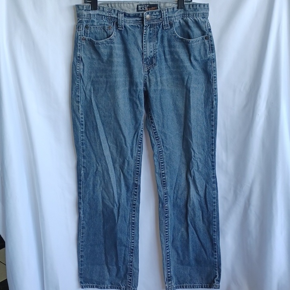 Baileys Point Black Men's Size 34 x 32 Light Wash Blue Denim Straight Leg Jeans